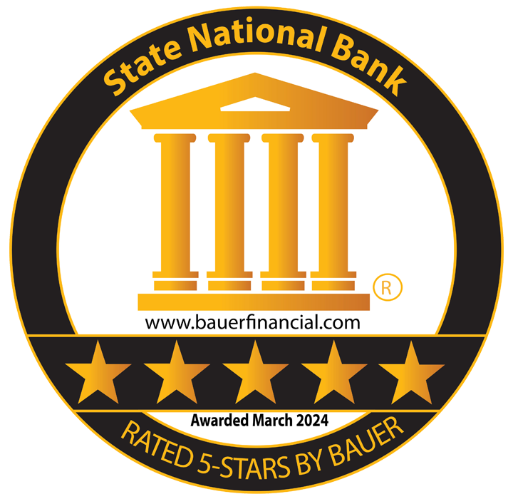 A Bauer Financial five star logo and a Cybersecurity Pioneer logo