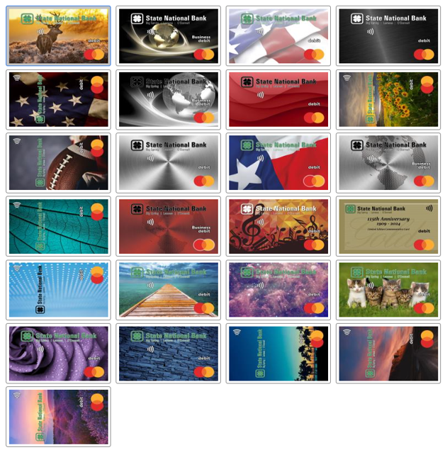 A variety of debit card design options