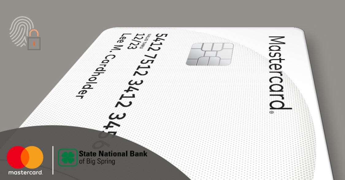 A Mastercard credit card with the Mastercard logo and State National Bank logo